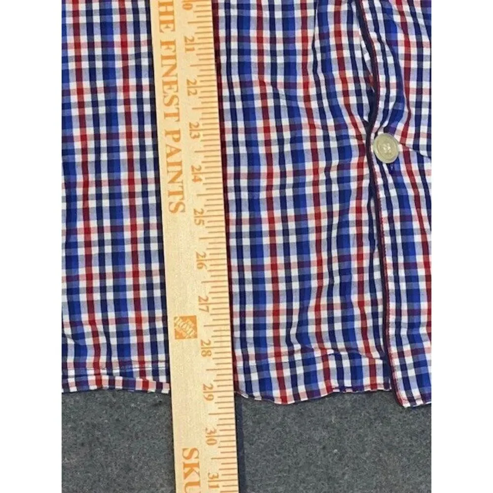 RALPH LAUREN POLO‎ large SLEEPWEAR long sleeve Button Down. plaid RED/WHITE/BLUE